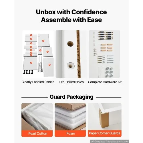 VEVOR Unterschrank 500x475x815 mm BxTxH Spanplatte Küchenunterschrank Weiß, für Waschküche und Bad, ohne Arbeitsplatte, im Shaker-Stil, mit 3 Schubladen, Soft-Close-Mechanismus und 3M-Laminierung – Bild 3