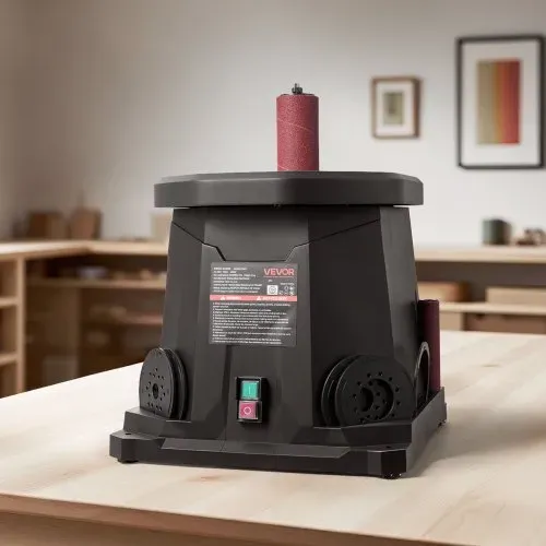 VEVOR Oszillierender Spindelschleifer, 2000 U/min Spindelschleifmaschine mit 6 Hülsen (12,7–76,2 mm), 15 mm Hub & Staubanschluss für die Möbelveredelung, Bastelschleifen, Heimwerker-Holzbearbeitung – Bild 7