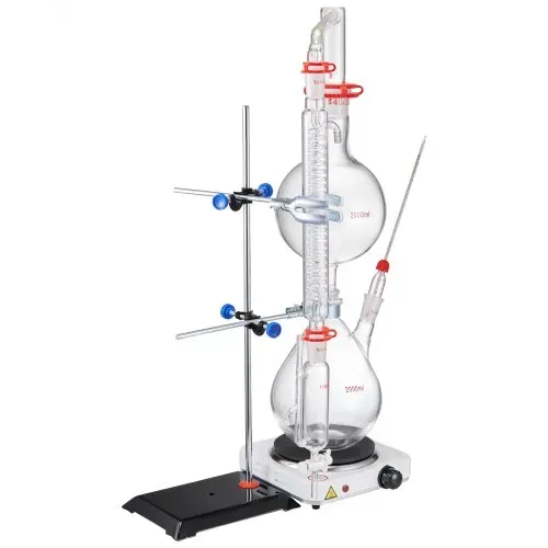 VEVOR Destillationsset für Ätherische Öle, 2000-ml-Destillationsgerät, 3,3-Boro-Laborglas-Destillationsset mit 1500-W-Heizplatte und 24-, 40-Verbindung, 28-teiliges Set – Bild 9