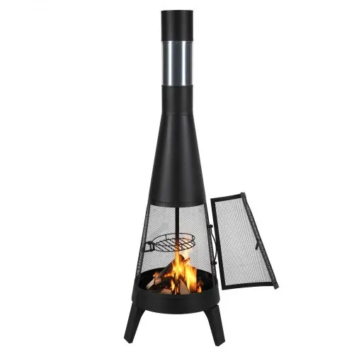 VEVOR Gartenkamin, φ508x1495 mm Terrassenofen, konischer Kamin zum Grillen & Wärmen, Aztekenofen für draußen mit Grillgitter, Kaminmantel & rostfreiem Kamindeckel, für Terrasse, Garten, Hinterhof – Bild 10