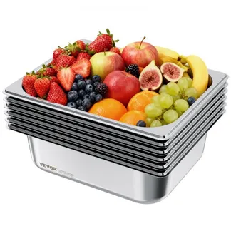 VEVOR Gastronormbehälter Hotelpfanne (1/2-Größe) 6 Stk. 6 L, wiederverwendbare Behälter (98 mm tief), rostfreie Catering-Aufbewahrung, Panierschale Speisebehälter für Party Restaurant Buffet VEVOR Gastronormbehälter Hotelpfanne (1/2-Größe) 6 Stk. 6 L, wiederverwendbare Behälter (98 mm tief), rostfreie Catering-Aufbewahrung, Panierschale Speisebehälter für Party Restaurant Buffet