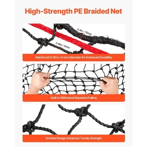 VEVOR Heunetz Rundballen, 1,5x1,5x1,5 m, Maschenweite 44,45x44,45 mm, PE-Material, verstärkte Knotenkonstruktion, mit Kabelbindern, Nadelschiffchen & Reparaturgarn, Futternetz für Pferde – Bild 2