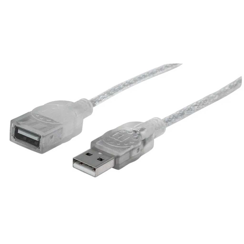 Manhattan Hi-Speed USB 2.0 Verlängerungskabel, USB 2.0, Typ A Stecker – Typ A Buchse, 480 Mbps, 1,8 m, Silber Manhattan Hi-Speed USB 2.0 Verlängerungskabel, USB 2.0, Typ A Stecker – Typ A Buchse, 480 Mbps, 1,8 m, Silber