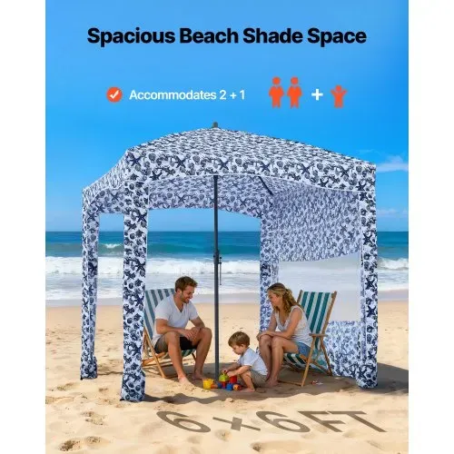VEVOR Strand-Cabana 183 x 183 cm Strandüberdachung mit Seitenwand, UPF 50+ Sonnenschutz, Strandpavillon mit Sandsäcken, großer tragbarer Sonnenschutz Sonnenschirm für Familie Freunde Outdoor VEVOR Strand-Cabana 183 x 183 cm Strandüberdachung mit Seitenwand, UPF 50+ Sonnenschutz, Strandpavillon mit Sandsäcken, großer tragbarer Sonnenschutz Sonnenschirm für Familie Freunde Outdoor
