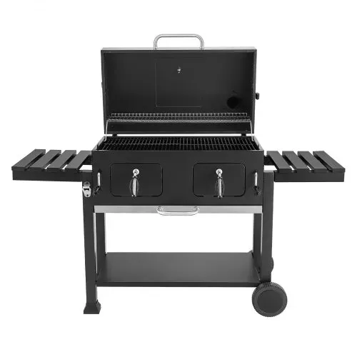 VEVOR Holzkohlegrill 0,50 m² Kohlegrillwagen mit 2 Anhebbaren Holzkohleschalen und Klappbaren Seitentischen, Hitzebeständiger, Pulverbeschichteter Stahlgrill für Terrassen- und Gartenpartys – Bild 8