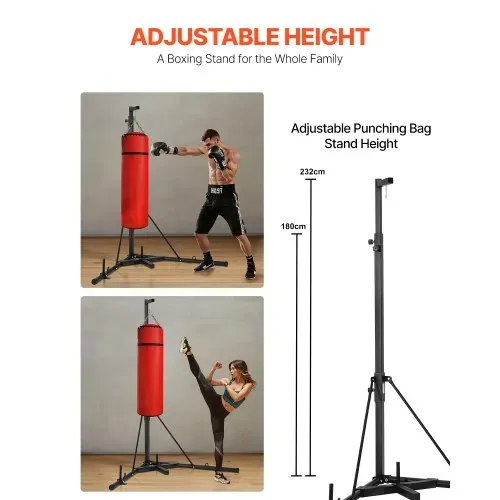 VEVOR Boxsackständer Boxsackhalter Trainingsgerät aus Stahl (65 kg belastbar) höhenverstellbares freistehendes Sandsackgestell Ständer mit beschwerter Basis, Trainingsgerät für Fitness-Studio – Bild 2