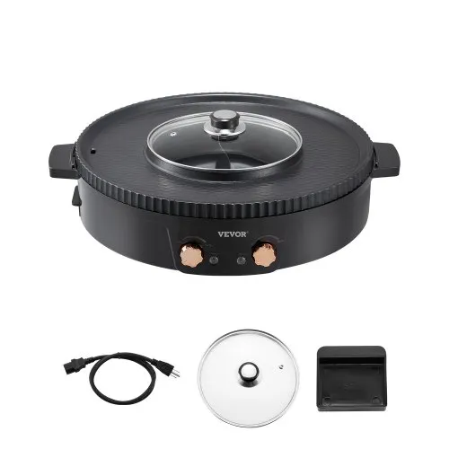 VEVOR Hot Pot mit Grill 1800 W 2 in 1 elektrischer rauchfreier Grill, koreanischer BBQ-Grill Feuertopf mit separater doppelter Temperaturregelung, antihaftbeschichtete Pfanne, für 2–8 Personen VEVOR Hot Pot mit Grill 1800 W 2 in 1 elektrischer rauchfreier Grill, koreanischer BBQ-Grill Feuertopf mit separater doppelter Temperaturregelung, antihaftbeschichtete Pfanne, für 2–8 Personen