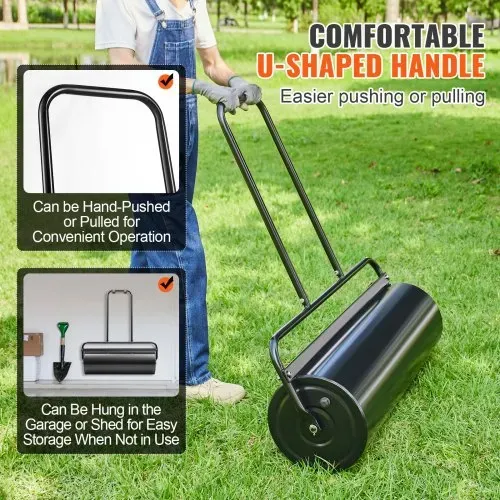 VEVOR Rasenwalze 990x300x1120mm Handwalze Eisen und Q235 Gartenwalze 61L Ackerwalze mit einem Wassereinlass Rasenroller Walze mit U-förmigen Griff Ideal für Gärten Bauernhöfe große Grünflächenparks – Bild 2
