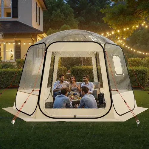 VEVOR Pop-up-Bubble-Zelt, 336x305x220 cm, transparentes Campingzelt, Garten-Kuppel-Iglu-Zelt mit Fenstern, 540°-Panoramablick, für 8–10 Personen, Terrasse, Hinterhof – Bild 7