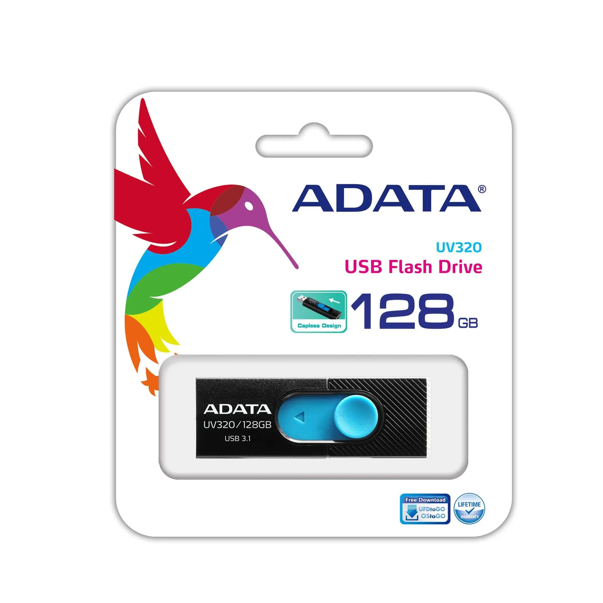 ADATA UV320 USB-Stick 128 GB USB Typ-A 3.2 Gen 1 (3.1 Gen 1) Schwarz, Blau – Bild 3