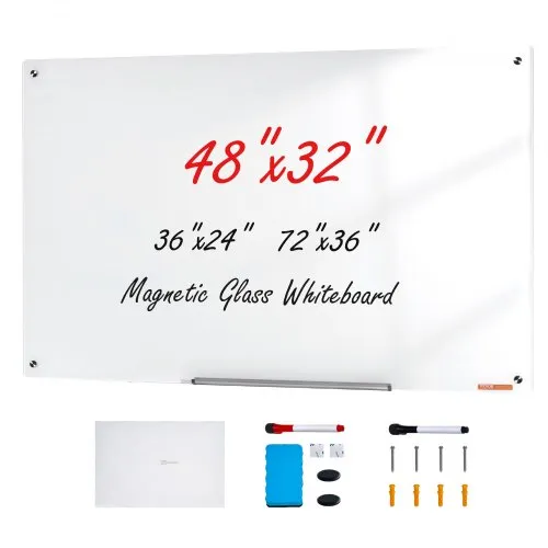 VEVOR Magnetisches Glas-Whiteboard, Wandtafel Trocken Abwischbare Tafel 120 x 80 cm, Wandmontiertes Weißes Glasboard ohne Rahmen, mit Stiftablage, einem Radiergummi& 2 Stiften, Magnettafel Weiß VEVOR Magnetisches Glas-Whiteboard, Wandtafel Trocken Abwischbare Tafel 120 x 80 cm, Wandmontiertes Weißes Glasboard ohne Rahmen, mit Stiftablage, einem Radiergummi& 2 Stiften, Magnettafel Weiß