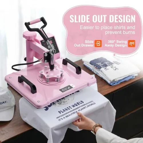 VEVOR Hitzepresse Transferpresse 30x38cm 8 in 1 Tumbler Presse T-Shirts Rosa – Bild 3