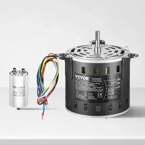 VEVOR 1/3 PS Gebläsemotor, 220 V, 1,95 A, 1250 U/min, 3 Gang (750/9501250 U/min), 10 mm Wellendurchmesser, 20 mm Wellenlänge, ROT. CCW vom Wellenende, inkl. CBB60 15 μF / 450 V Kondensator – Bild 7