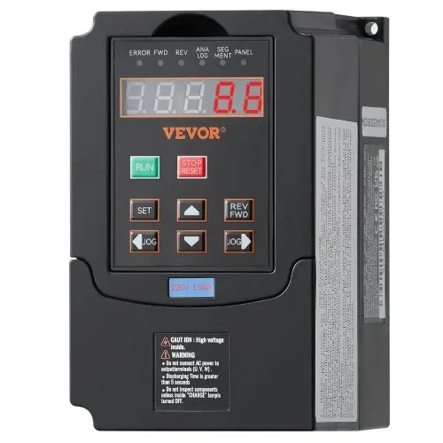 VEVOR Frequenzumrichter VFD 2 PS, 1,5 kW, 7,5 A, 1- oder 3-phasiger 220-V-Eingang auf 3-phasigen 220-V-Ausgang, 40-60-Hz-Eingang, 0-400-Hz-Ausgang, VFD für Spindelmotor-CNC-Drehzahlregelung – Bild 9