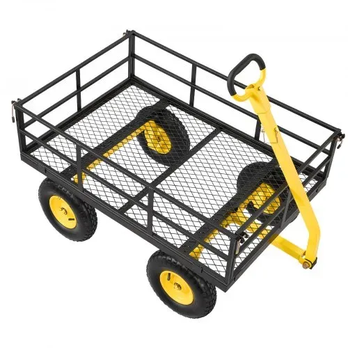VEVOR Bollerwagen 544,31 kg, Transportwagen, Gartenwagen, Gerätewagen, 2-in-1-Handwagen mit All-Terrain-Reifen, abnehmbaren Seitenteilen aus Netzmaterial & um 180° drehbarem Griff, Gelb/Schwarz – Bild 9