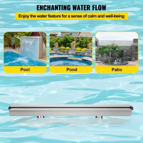 VEVOR Schwalldusche Poolfontäne 59,1"x4,5"x3,1" Poolbrunnen 1,3" Wasserfontäne 0,87" Dekoration Gartenteich – Bild 3