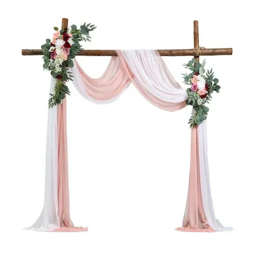 VEVOR Blumenset für Hochzeit Bogen, rosa Blumenset für Traubogen mit Vorhängen (4er-Set) – 2 Blumenarrangements, 2 transparente Vorhänge, für Zeremoniensträuße, Empfangshintergrunddekoration – Bild 10