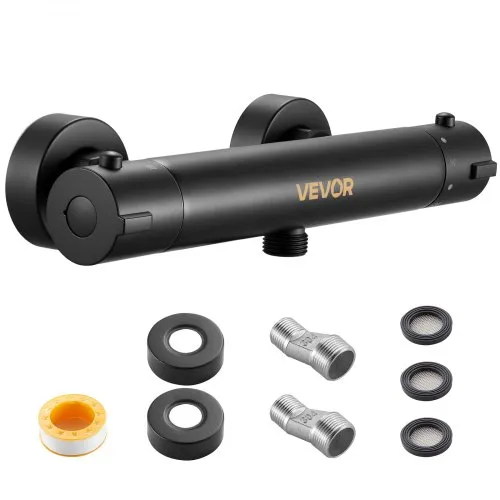 VEVOR Duscharmatur mit Thermostat Brausemischer Duschhahn mit 38 °C Sicherheitsschloss, Duschhahnventil Badewannenarmatur, Temperaturregelventile für Badezimmer Wohnmobil Hotel Mattschwarz VEVOR Duscharmatur mit Thermostat Brausemischer Duschhahn mit 38 °C Sicherheitsschloss, Duschhahnventil Badewannenarmatur, Temperaturregelventile für Badezimmer Wohnmobil Hotel Mattschwarz