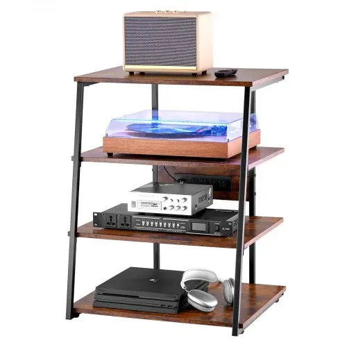 VEVOR 4-stufiger Medienständer mit Steckdosenleisten, Holz Medienständer mit LED-Leuchten, Audio Komponentenschrank, StereoKomponenten Rackschrank, höhenverstellbarer Medienaufbewahrungsschrank VEVOR 4-stufiger Medienständer mit Steckdosenleisten, Holz Medienständer mit LED-Leuchten, Audio Komponentenschrank, StereoKomponenten Rackschrank, höhenverstellbarer Medienaufbewahrungsschrank