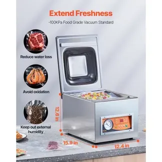 VEVOR Kammer-Vakuumierer 260 W Vakuumiergerät für feuchte Lebensmittel Fleisch Marinaden usw. kompakte Größe mit 26 cm Versiegelungslänge Anwendung in der privaten Küche und im gewerblichen Bereich VEVOR Kammer-Vakuumierer 260 W Vakuumiergerät für feuchte Lebensmittel Fleisch Marinaden usw. kompakte Größe mit 26 cm Versiegelungslänge Anwendung in der privaten Küche und im gewerblichen Bereich