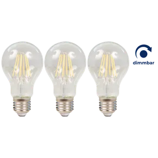 LED Filament Set McShine, 3x Glühlampe, E27, 7.5W, 800lm, warmweiß, klar, dimmbar LED Filament Set McShine, 3x Glühlampe, E27, 7.5W, 800lm, warmweiß, klar, dimmbar