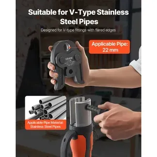 VEVOR V22 Pressbacke, 22 mm Presszange für V-Typ Edelstahlrohre, Crimpbacken aus Stahl, kompatibel mit Standard-Presswerkzeugen, ideal für Heizungs-, Lüftungs- und Klimasysteme, Gasleitungen VEVOR V22 Pressbacke, 22 mm Presszange für V-Typ Edelstahlrohre, Crimpbacken aus Stahl, kompatibel mit Standard-Presswerkzeugen, ideal für Heizungs-, Lüftungs- und Klimasysteme, Gasleitungen
