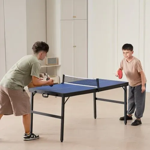 VEVOR Tischtennistisch Ping-Pong-Tisch, mittelgroße tragbare Tischtennisplatte, Tischtennisplatte aus MDF zusammenklappbar komplettes Set mit Netz, 2 Schlägern, 3 Bällen, Tragetasche, Griff – Bild 7