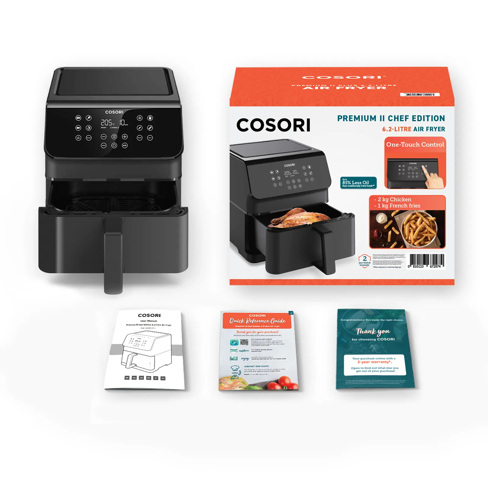 Cosori Premium II Chef Edition Einzelbild 6,2 l Eigenständig 1700 W Heißluftfritteuse Schwarz – Bild 4