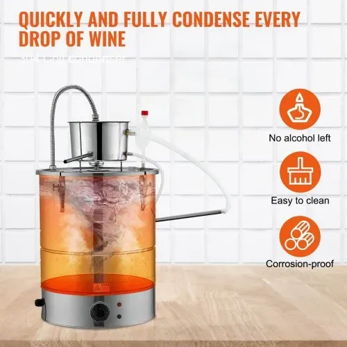 VEVOR Wasser Alkohol Destillierer 50 L Distillieranlage 2800 W Edelstahl Schnapsbrennen Destilliergerät Komplettes Set Enthalten, Ende Produkte Obstweinen, Whisky, Schnaps, Champagner, Wodka usw. – Bild 2