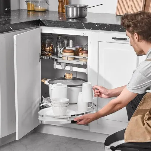 VEVOR Eckschrank-Organizer nach rechts, ausziehbarer Organizer für Jalousieschrank, 2-stufiges, höhenverstellbares Schwingtablett, sanft schließender Küchen-Organizer, rechts zu öffnen – Bild 7