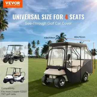 VEVOR Transparent Golfwagen Regenabdeckung 4-Personen-Golfwagenabdeckung 152 x 110 cm, 420D-Polyester Wasserdicht, Tragbar, Fahrbar, Aufbewahrungsabdeckung für Golfwagen Passend für EZGO TXT Golfwagen VEVOR Transparent Golfwagen Regenabdeckung 4-Personen-Golfwagenabdeckung 152 x 110 cm, 420D-Polyester Wasserdicht, Tragbar, Fahrbar, Aufbewahrungsabdeckung für Golfwagen Passend für EZGO TXT Golfwagen