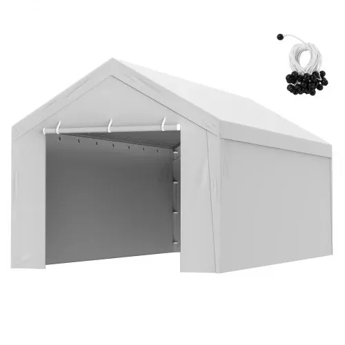VEVOR Carport Garagezelt, oben + Seitenwand 3 x 6 m, Garagenzelt-Unterstandplane, wasserdicht und UV-geschützt, einfache Installation mit Spanngurten, weiß (Rahmen nicht im Lieferumfang enthalten) – Bild 8