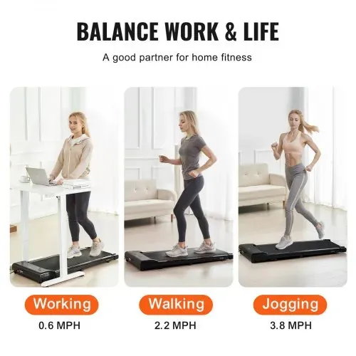 VEVOR Walking Pad Laufband unter den Schreibtisch, Laufband zum Arbeiten, funktionierendes Laufband mit 120 kg Tragkraft, tragbares Pad mit 2,5 PS, Fernbedienung LED-Anzeige 1-6 km/h Schwarz – Bild 5