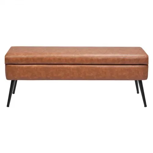 VEVOR Sitzbank Ottomane (40 x 120 x 45 cm) aus PU-Leder mit Metallbeinen & Stauraum, gepolsterte Schuhbank mit 300 kg Tragkraft, moderne Bettbank Schlafzimmerbank für Wohnzimmer Esszimmer Braun – Bild 8