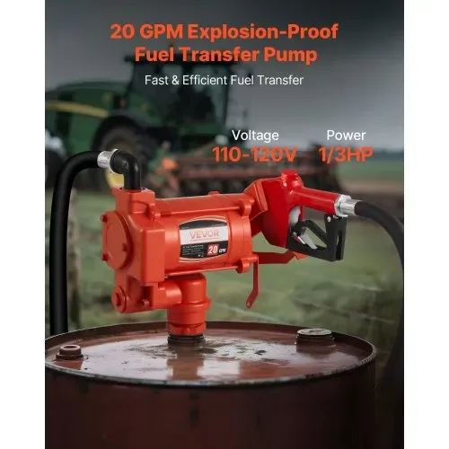 VEVOR Kraftstofftransferpumpe, 230V AC, elektrische Diesel-Transferpumpe, 76l/min, mit automatischer Abschaltung der Kraftstoffdüse, Förderschlauch, für Benzin, Kerosin, Biodiesel, Ethanol-Gemisch VEVOR Kraftstofftransferpumpe, 230V AC, elektrische Diesel-Transferpumpe, 76l/min, mit automatischer Abschaltung der Kraftstoffdüse, Förderschlauch, für Benzin, Kerosin, Biodiesel, Ethanol-Gemisch