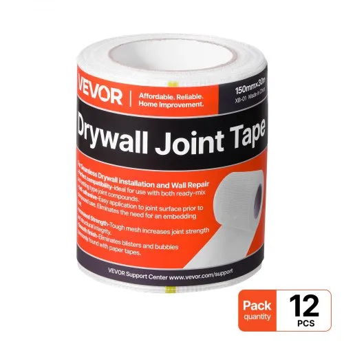 VEVOR Fugenband, 150 mm B x 30 m L, 12 Rollen, selbstklebendes Fiberglas-Trockenbau-Reparaturband, Gewebeband für Reparatur- & Spachtelarbeiten, für eine glatte, ebene Wandoberfläche VEVOR Fugenband, 150 mm B x 30 m L, 12 Rollen, selbstklebendes Fiberglas-Trockenbau-Reparaturband, Gewebeband für Reparatur- & Spachtelarbeiten, für eine glatte, ebene Wandoberfläche