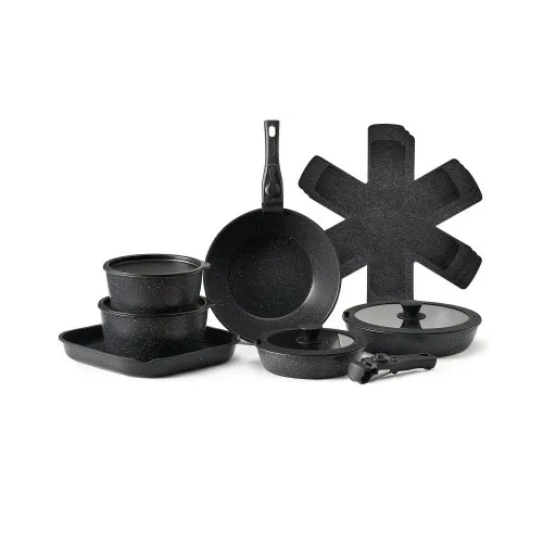 VEVOR Induktion Töpfe Pfannen Set (17-teilig) mit Glasdeckel antihaftbeschichtetes Kochgeschirr mit abnehmbarem Griff, Induktionskochtöpfe zum Braten, Würzen von Soßen und Kochen (Schwarz) VEVOR Induktion Töpfe Pfannen Set (17-teilig) mit Glasdeckel antihaftbeschichtetes Kochgeschirr mit abnehmbarem Griff, Induktionskochtöpfe zum Braten, Würzen von Soßen und Kochen (Schwarz)