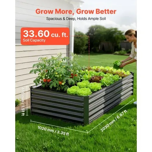 VEVOR Hochbeet Metall 2er-Pack 203x102x46 cm, Rechteckiges Gartenbeet, Pflanzkasten-Set für den Außenbereich, Gemüsebeet mit Handschuhen, Blumenbeet, Pflanzbeet, Pflanzkurbel für Blumen & Gemüse VEVOR Hochbeet Metall 2er-Pack 203x102x46 cm, Rechteckiges Gartenbeet, Pflanzkasten-Set für den Außenbereich, Gemüsebeet mit Handschuhen, Blumenbeet, Pflanzbeet, Pflanzkurbel für Blumen & Gemüse
