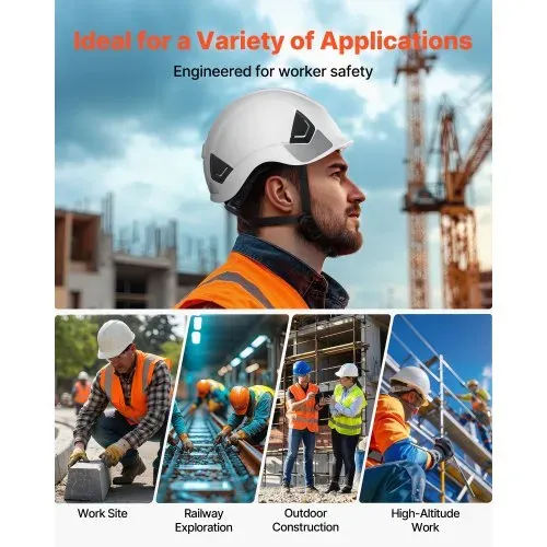 VEVOR Schutzhelm ANSI/ISEA Z89.1-zugelassener ABS-Sicherheitshelm mit 6-Punkt-Ratschenaufhängung, verstellbarer Industriehelm belüfteter Bauhelm Arbeitshelm für Industriebau Arbeitskleidung Weiß – Bild 5