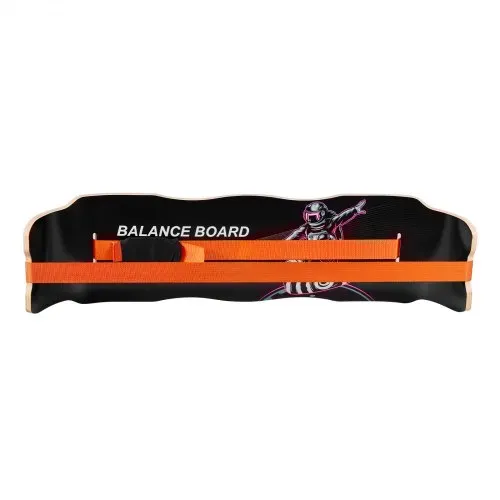 VEVOR Balance Board für Erwachsene (107 cm), Wackelbrett bis 200 kg Belastbar, Gebogenes Balance-Trainingsgerät mit Gurt für Core-Workouts Stehpultübungen Heim-Fitnessstudio Yoga, Orange Schwarz – Bild 9