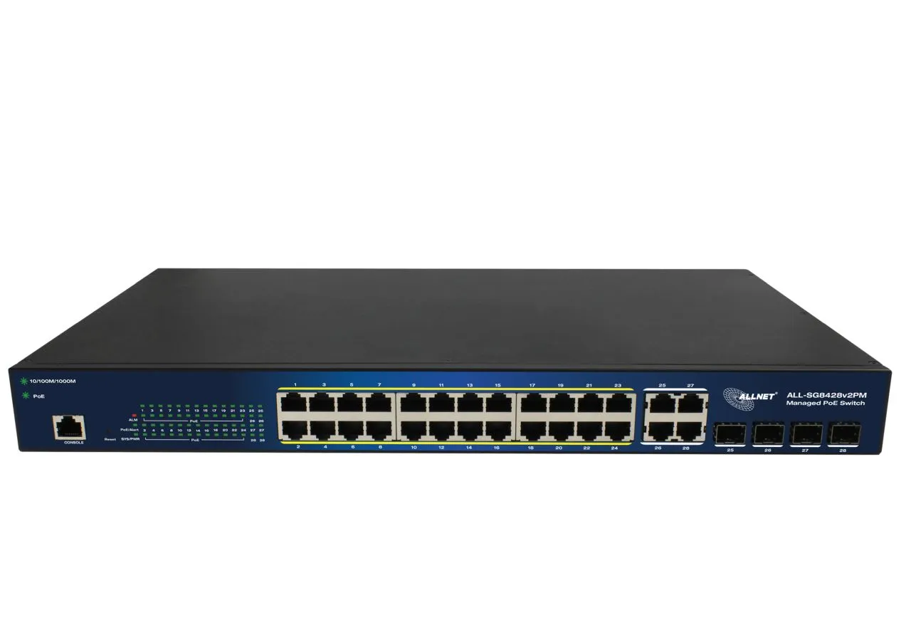 ALLNET Switch smart managed Layer2 24 Port • PoE Budget 370W • 24x PoE at • 4x SFP • 19" • ALL-SG8428v2PM – Bild 3