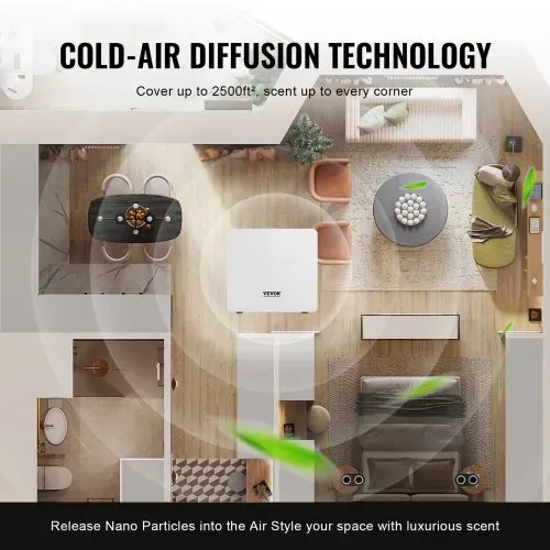 VEVOR Duft Luft Maschine, 480ml Bluetooth Smart ätherisches Öl Diffusor, 2500sq.ft Wasserlos Duft Diffusor mit Kaltluft-Technologie, Aromatherapie Diffusor Maschine für Haus, Büro, Hotel, Spa – Bild 2