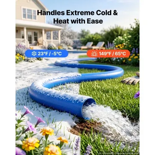 VEVOR Rückspülschlauch 1,5 Zoll 15,2 m PVC Flachschlauch Ablaufschlauch für Poolentwässerung und Bewässerung mit 90 psi, Anschlusswahl ohne Vorinstallierte Kupplungen für Verschiedene Pumpensysteme – Bild 4