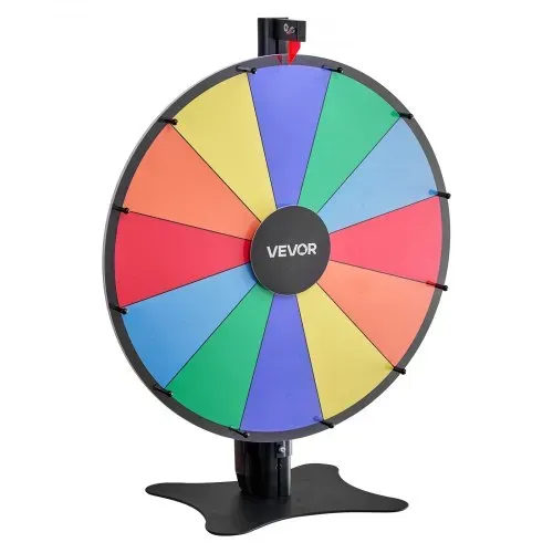 VEVOR Glückrad 24 Zoll Glücksrad zum Drehen 12 Slots Drehrad mit Ständer Abwischbarer Oberfläche & 2 Markern Höhenverstellbar Roulette-Spinner Glückspiel für Partys Kneipen Messen & Karneval – Bild 10