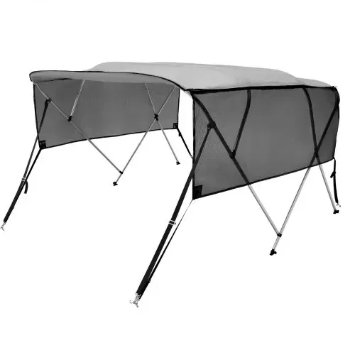 VEVOR 4-Bogen-Bimini-Top-Bootsabdeckung, 216–228 cm Einbaubreite 600D-Polyester-Überdachung, Bootsverdeck mit Abnehmbare Mesh-Seitenwände, Wasserdicht & Sonnenschutz, inkl. Aufbewahrungsbox Hellgrau – Bild 9