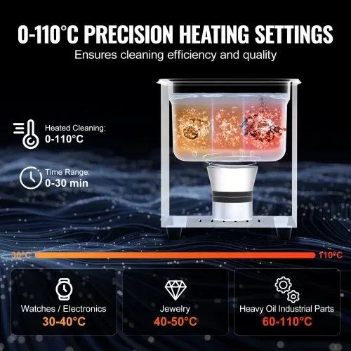 VEVOR 2 L Ultraschallreiniger mit Heiztimer & Korb professionelle digitale Ultraschall Reinigungsgeräte, 60 W Reinigungsmaschine für Uhreninstrumente Brillen Münzen Metallteile Werkzeuge Silber – Bild 3