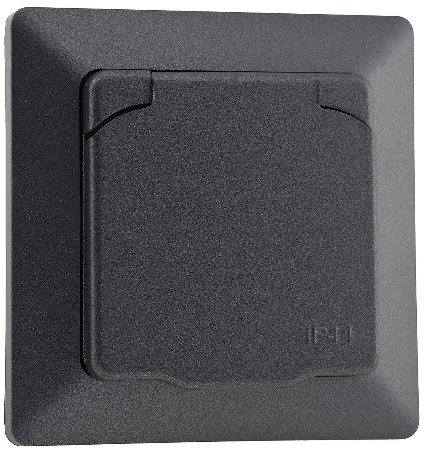 MILOS Schutzkontakt-Steckdose IP44 250V~/ 16A, inkl. Rahmen, UP, Anthrazit MILOS Schutzkontakt-Steckdose IP44 250V~/ 16A, inkl. Rahmen, UP, Anthrazit