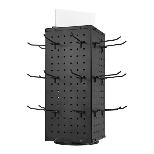 VEVOR Drehbarer Stecktafel-Präsentationsständer mit 24 Haken, 188x188x520 mm, kaltgewalzter Stahl, Bastelregal-Organizer für Lebensmittelgeschäfte, Einzelhandelsgeschäfte, Schmuckgeschäfte – Bild 8