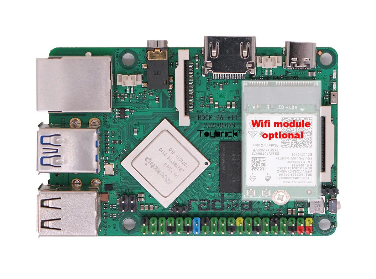 Radxa Rock 3A 2GB RK3568 Quad-core Cortex-A55, freqency 2Ghz Mali G52 2GB LPDDR4 – Bild 2