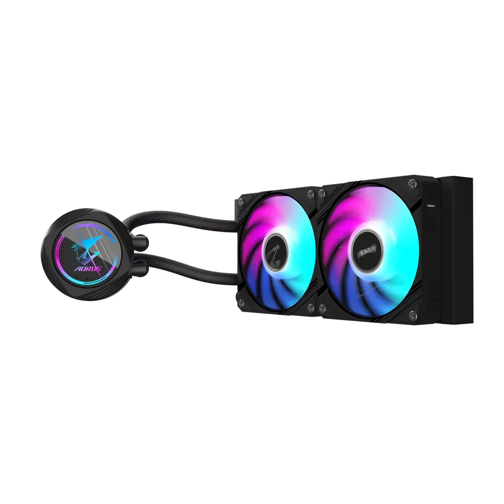 GIGABYTE AORUS WATERFORCE II 240 AIO Flüssigkeits-CPU-Kühler - 2x120mm ARGB-Lüfter, Schiebe-in-Verriegelungsmechanismus, DAISY-CHAIN, kompatibel mit Intel LGA 1851 und AMD AM5 – Bild 3
